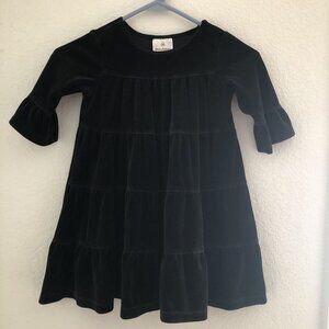 Hanna Andersson Size 100 4 Black Velour Tiered Dress